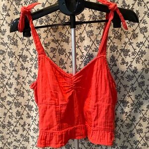 Roxy Vibrant Orange Top Adjustable Tie Straps 💯 % Cotton